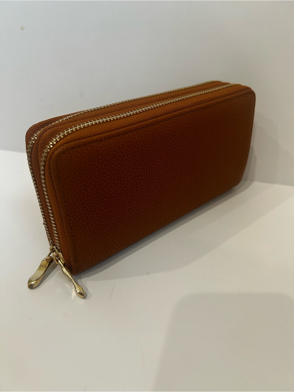 Women's Double-Zip Wallet Clutch in Brown